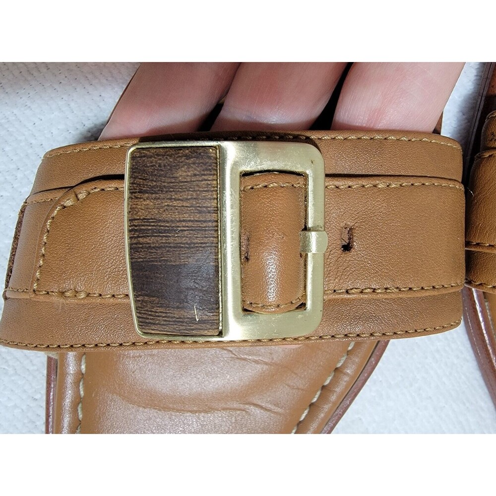Rockport Total Motion Leather Flat Sandal Zadie Buckle‎ Brown Size 9 - Picture 7 of 14